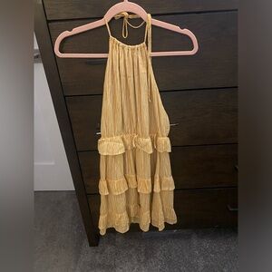 Lulus Size XS, Yellow striped backless halter dress